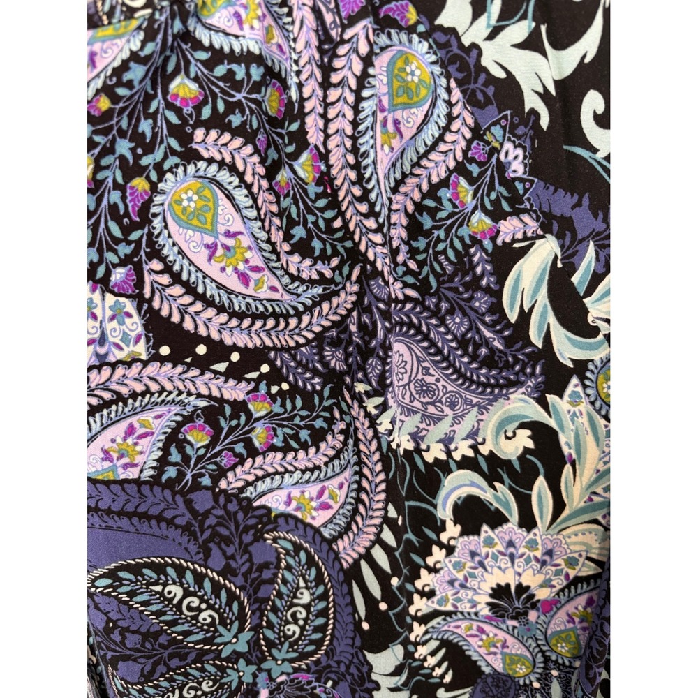 J. Jill Womens XL Purple Paisley Rayon Tassel Split Neck Tunic Blouse - Picture 5 of 13
